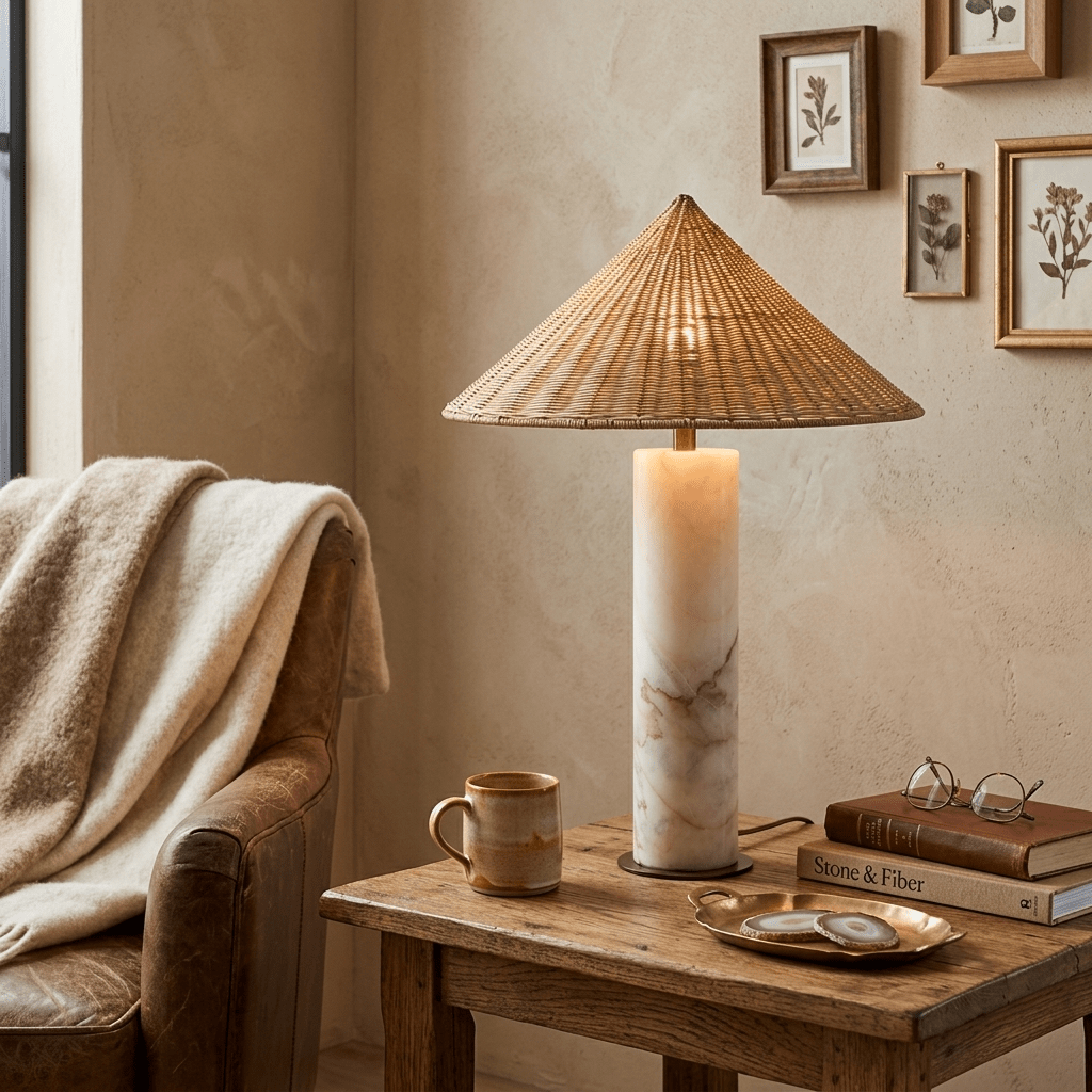 Neriella-bordslampa i marmor