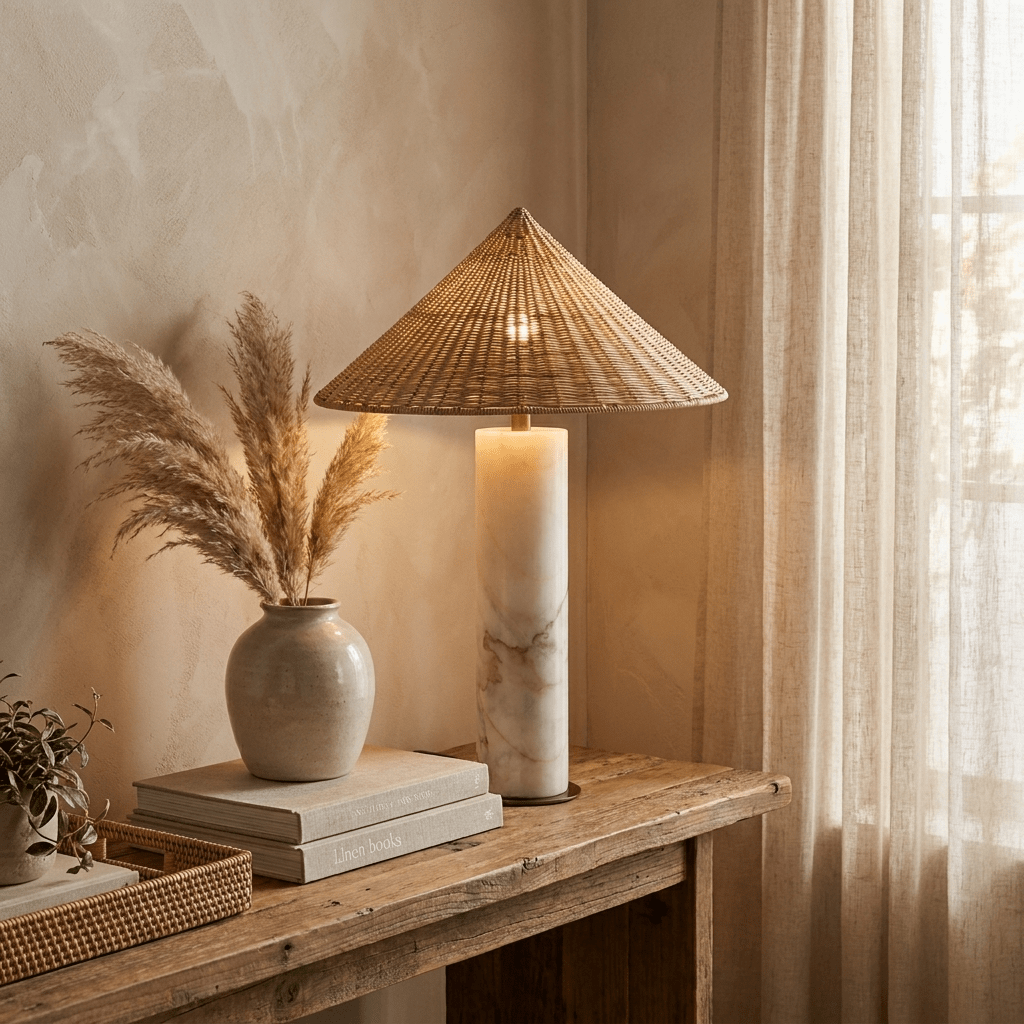 Neriella-bordslampa i marmor