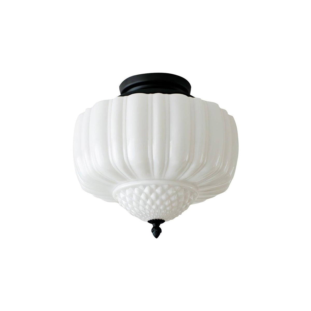 Candeeiro de teto Aveny com cúpula canelada em vidro opalino, vintage