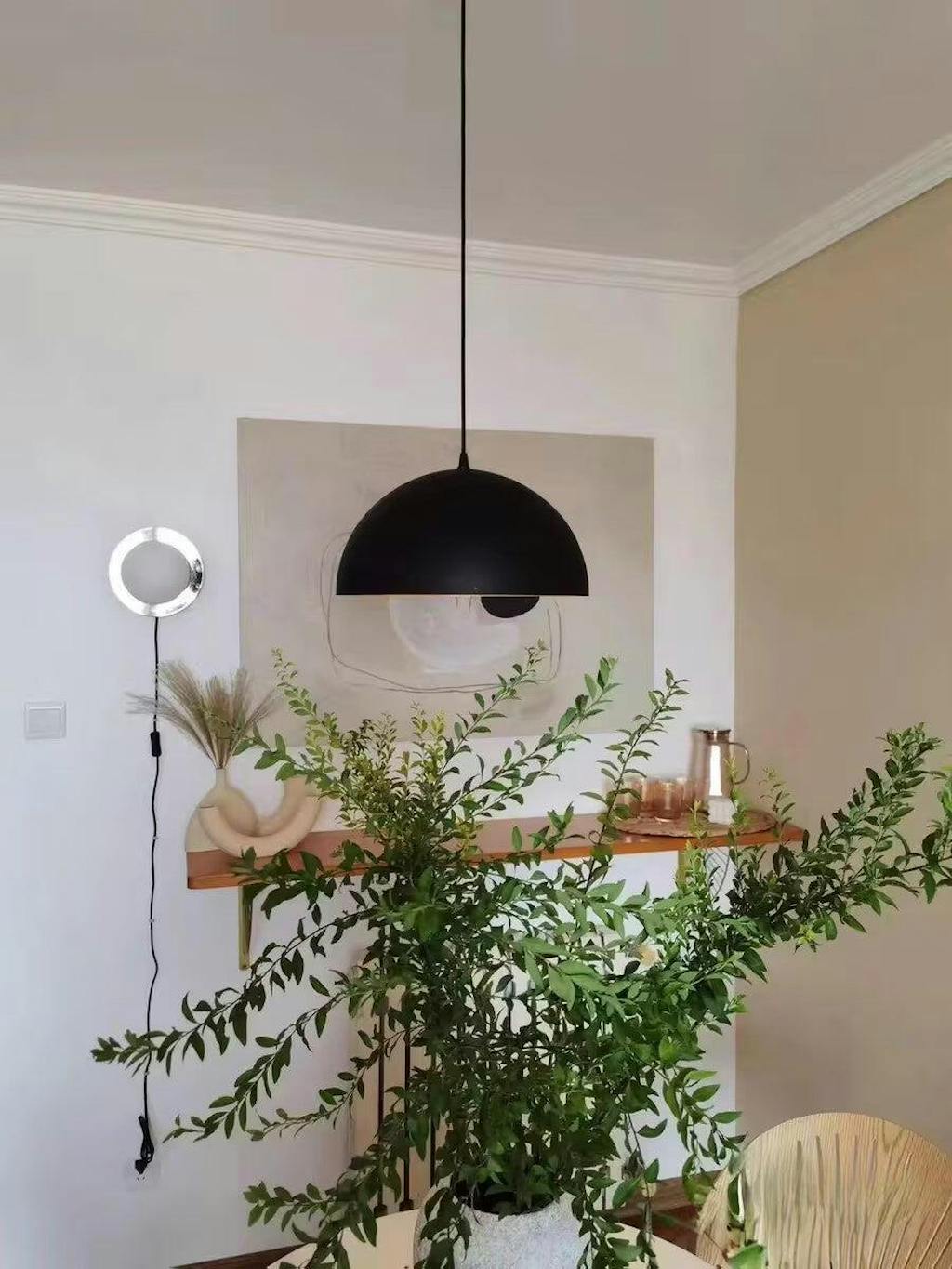 Candeeiro suspenso Renorira em forma de cúpula e taça para sala de jantar