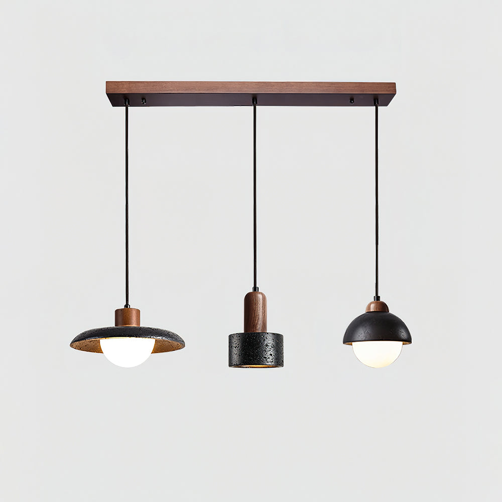 Conjunto de candeeiros suspensos Valoelia Travertino preto