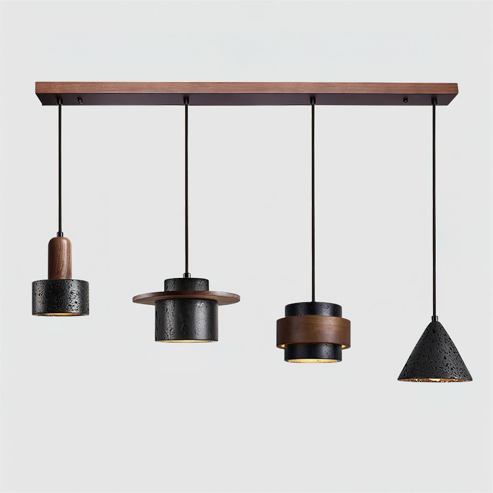 Conjunto de candeeiros suspensos Valoelia Travertino preto
