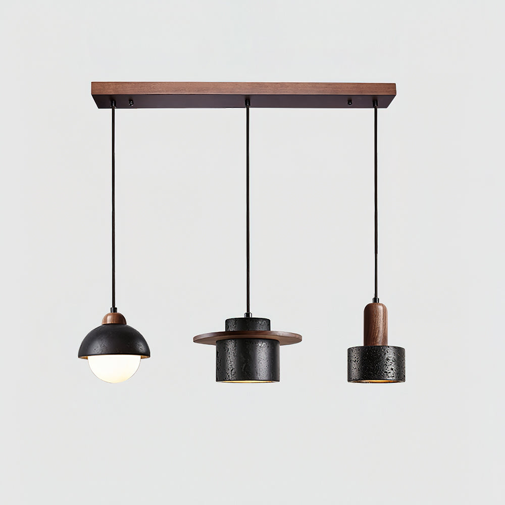 Conjunto de candeeiros suspensos Valoelia Travertino preto