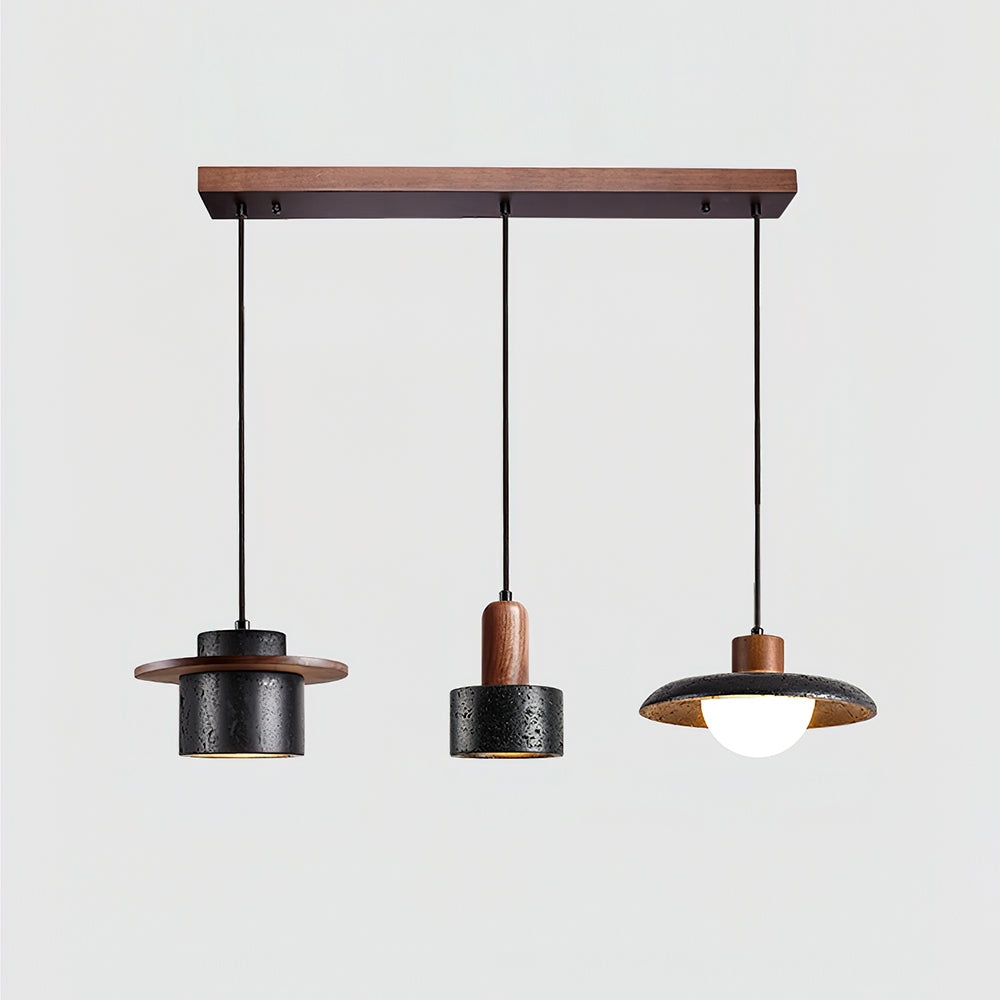 Conjunto de candeeiros suspensos Valoelia Travertino preto