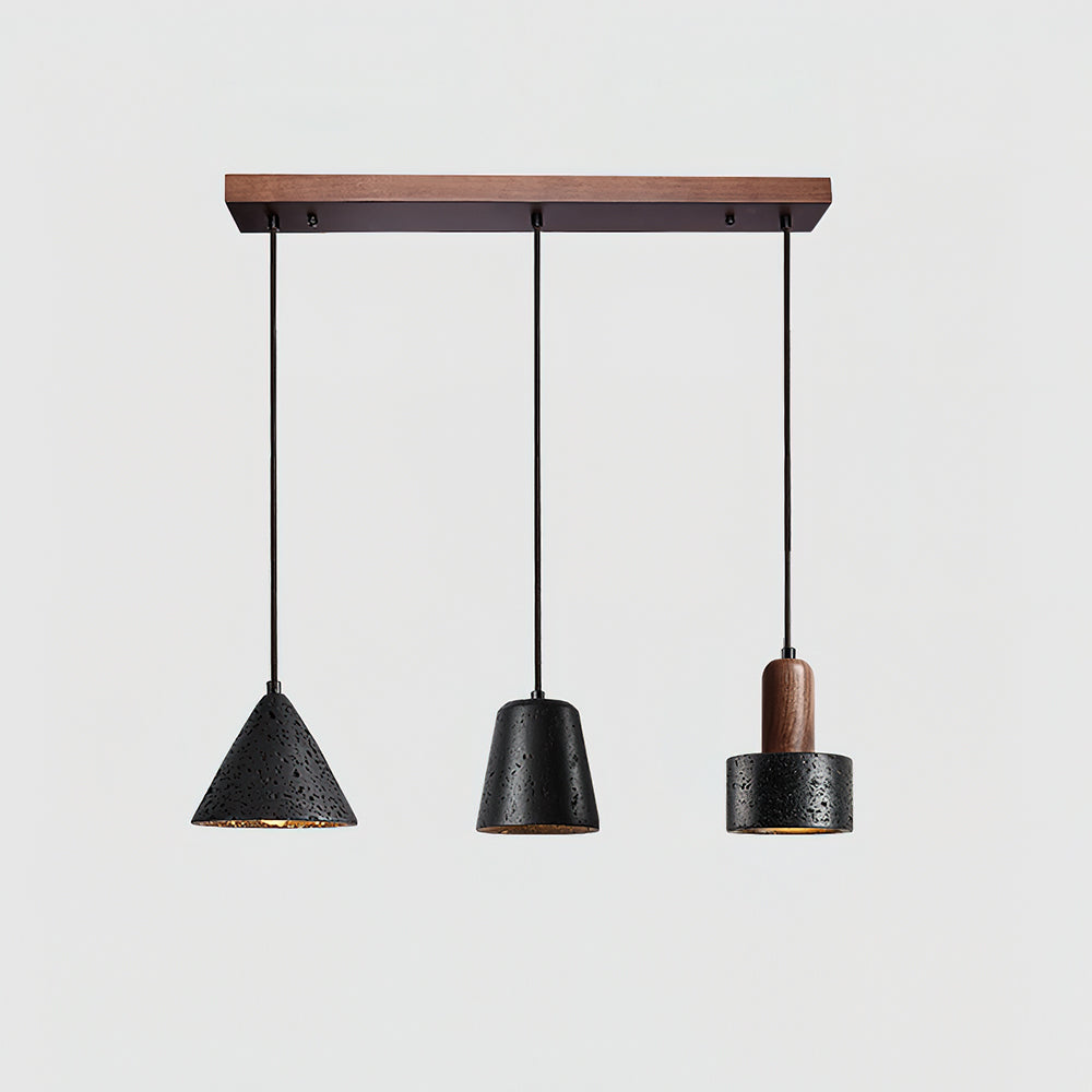 Conjunto de candeeiros suspensos Valoelia Travertino preto