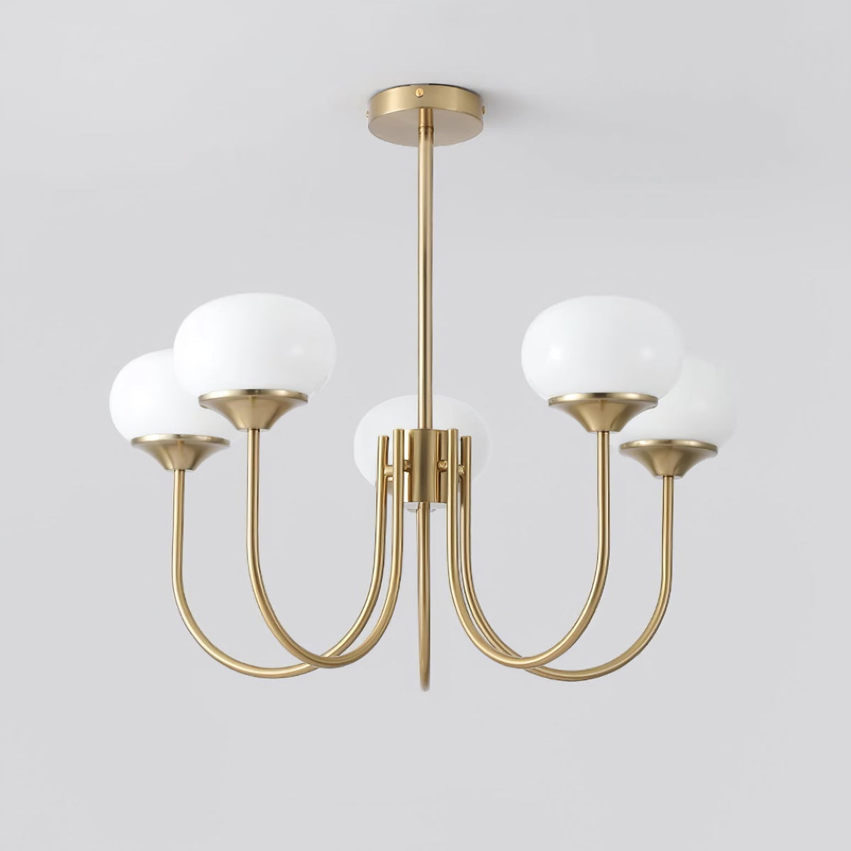 Candelabro Velenian com globo de vidro cor-de-rosa e dourado