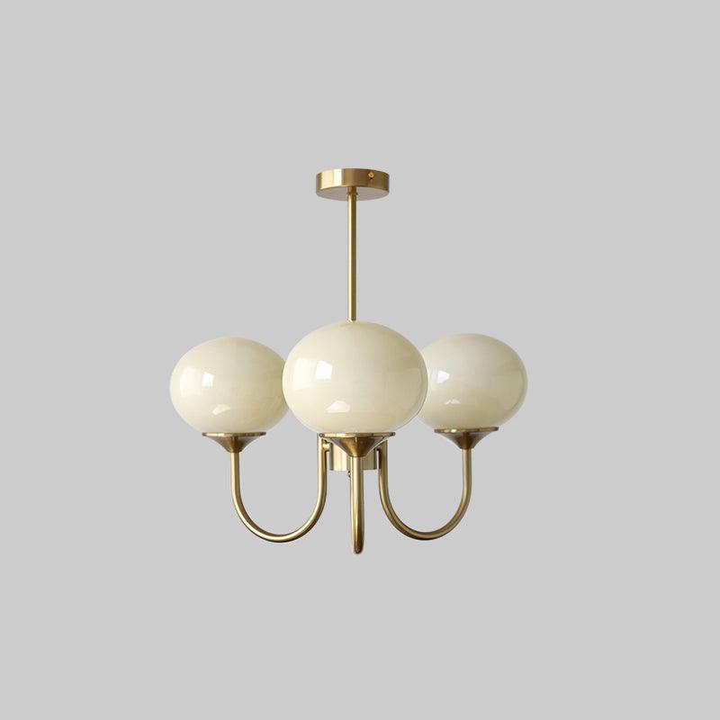 Candelabro Velenian com globo de vidro cor-de-rosa e dourado