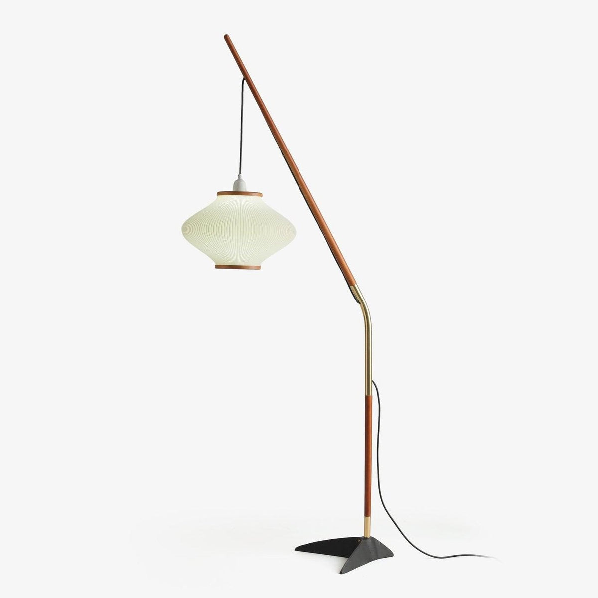 Candeeiro de pé em madeira e vidro de estilo Mid-Century Ervenil