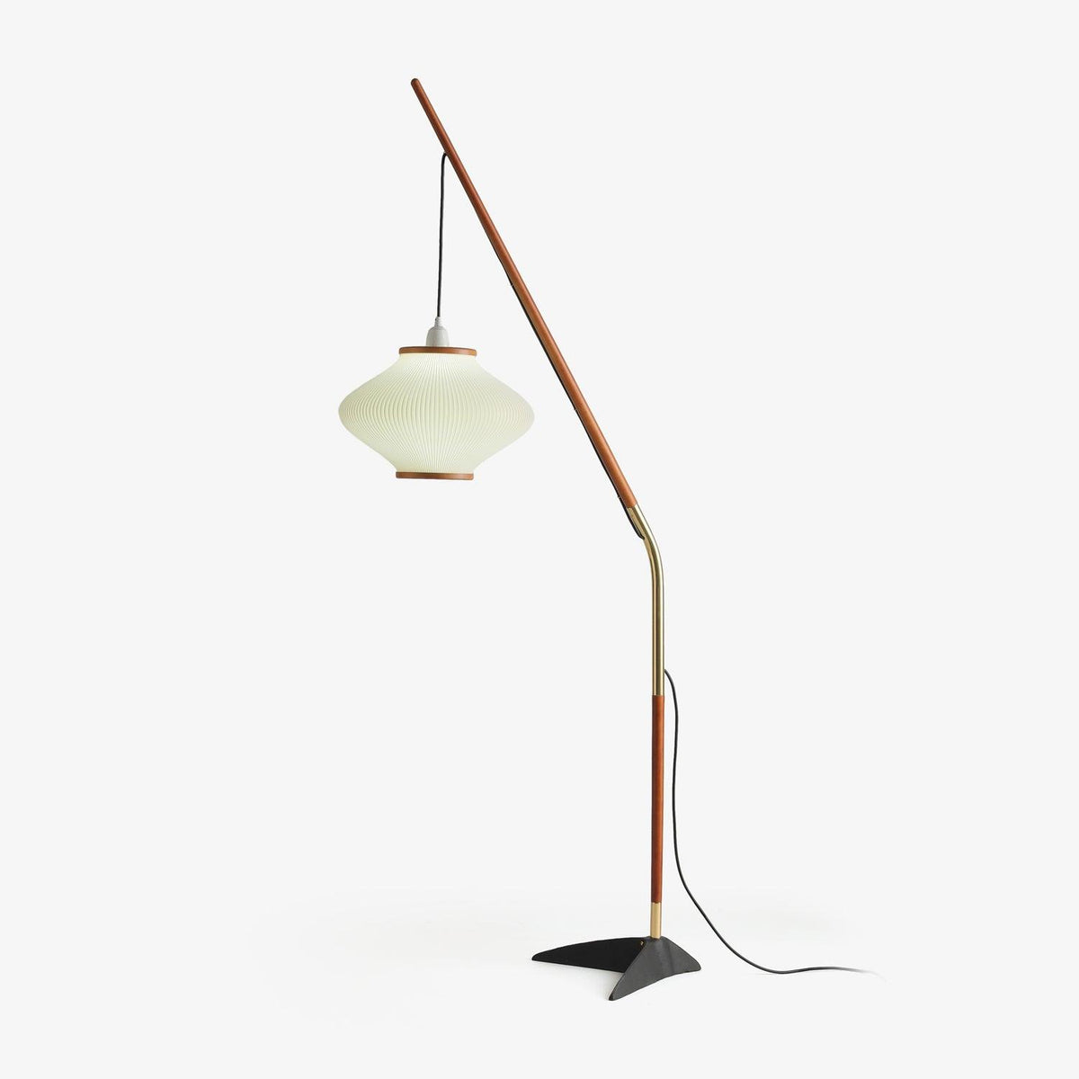 Candeeiro de pé em madeira e vidro de estilo Mid-Century Ervenil