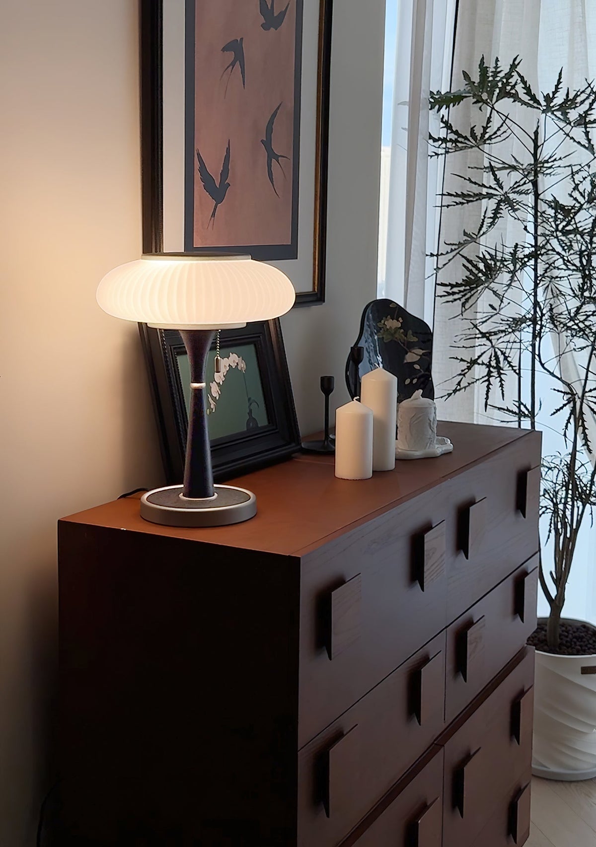 Vevelo vintagebordlampe i træ