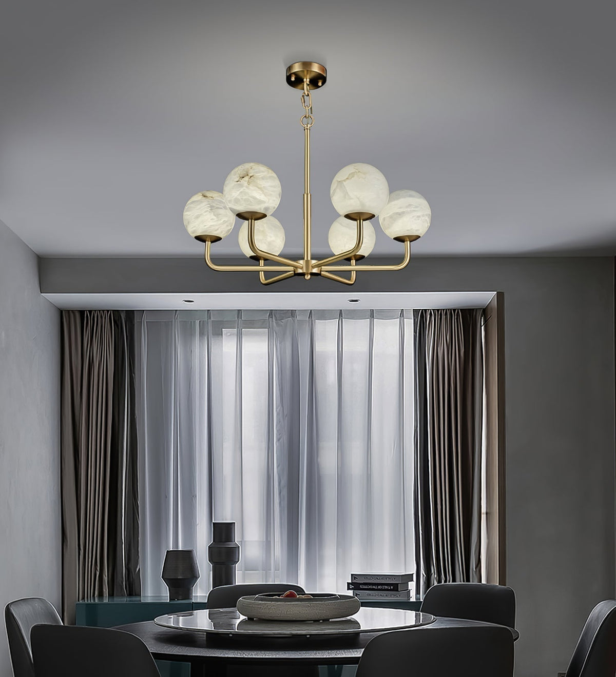 Candelabro Erich, elegância de globo de alabastro