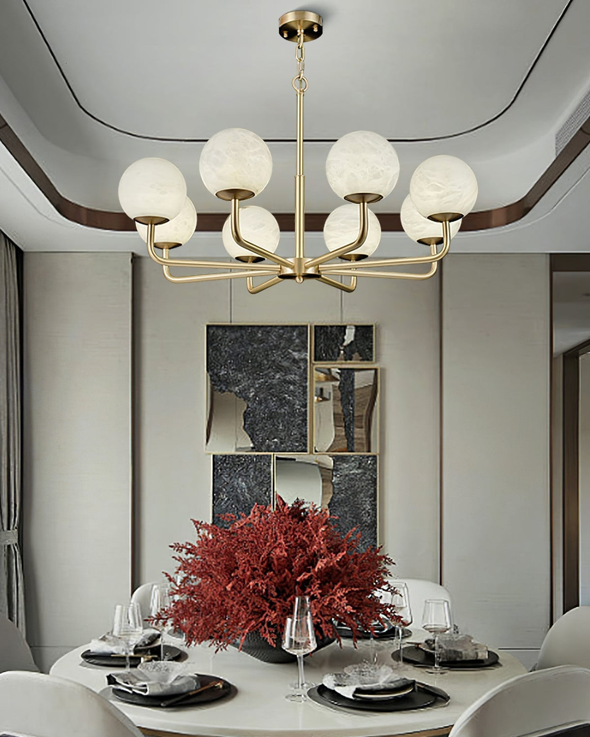 Candelabro Erich, elegância de globo de alabastro
