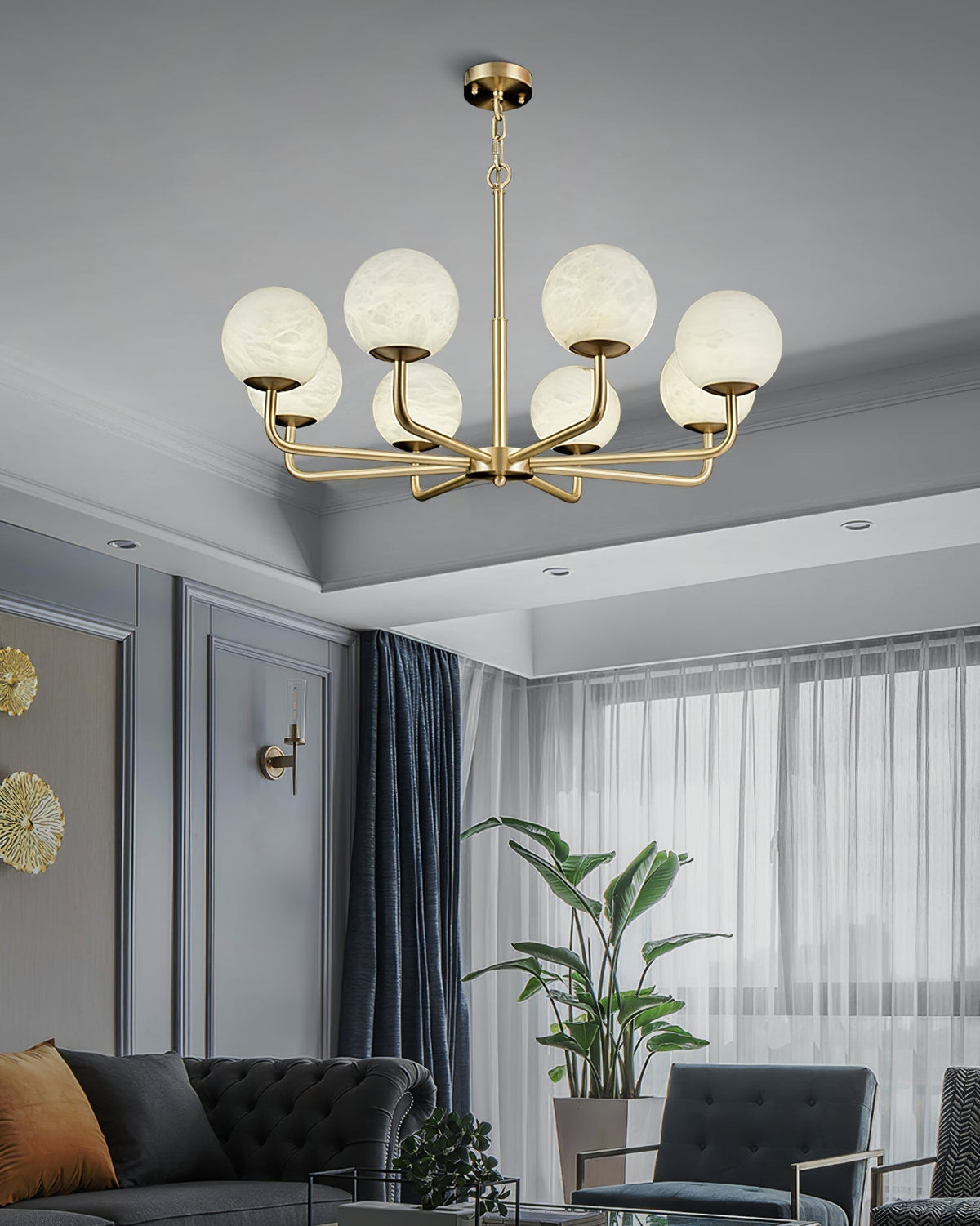 Candelabro Erich, elegância de globo de alabastro