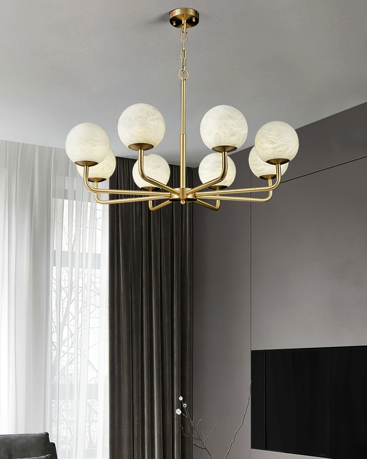 Candelabro Erich, elegância de globo de alabastro