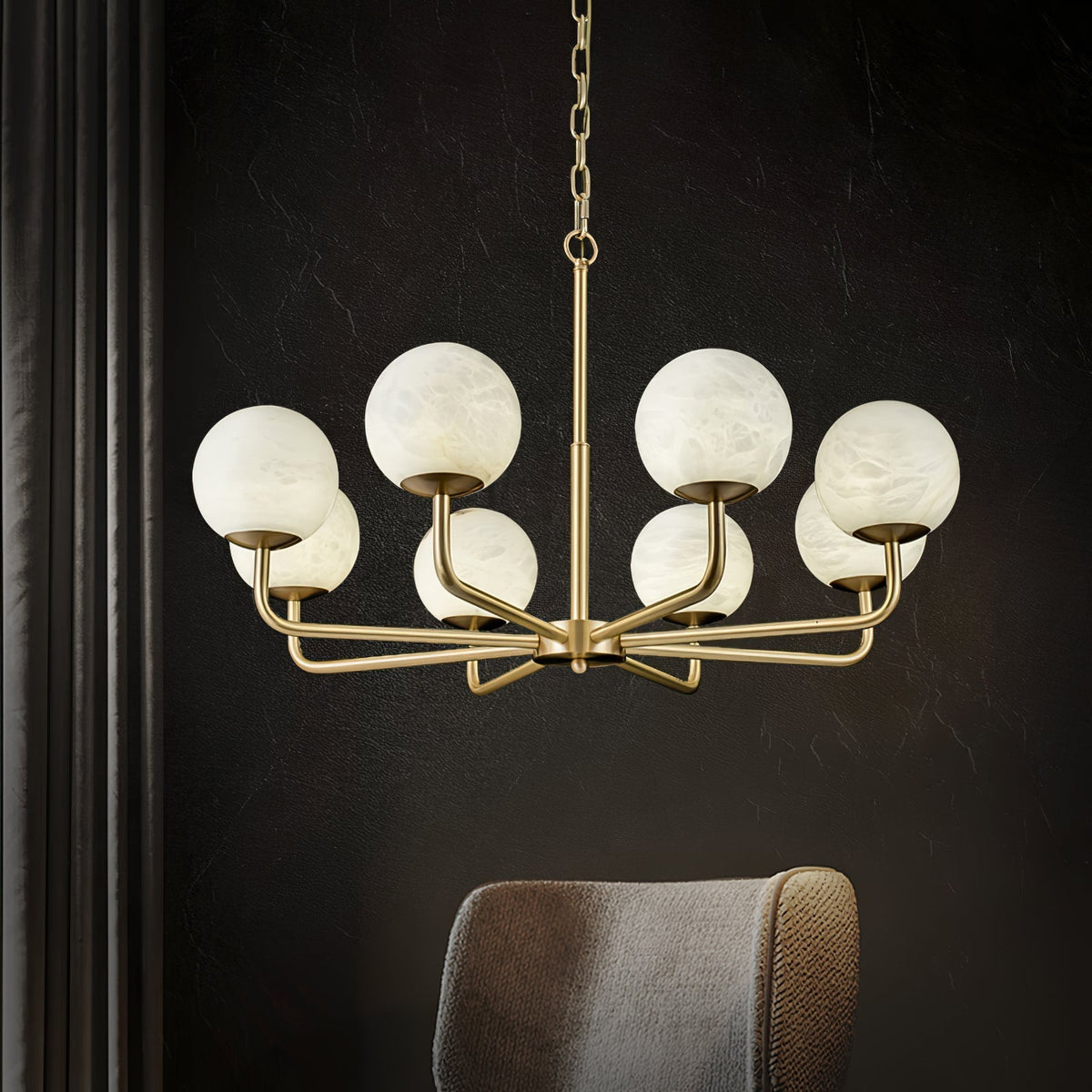 Candelabro Erich, elegância de globo de alabastro