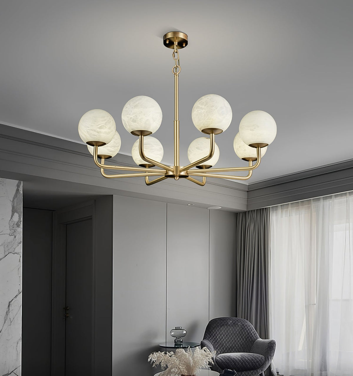Candelabro Erich, elegância de globo de alabastro