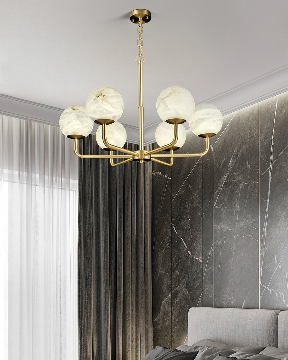 Candelabro Erich, elegância de globo de alabastro