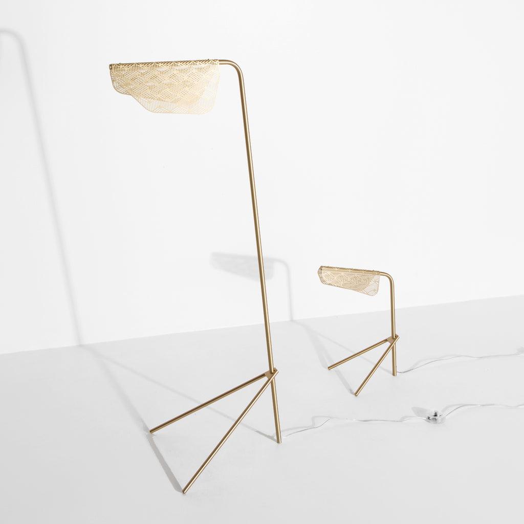 Lattice geometrisk bordslampa i guld