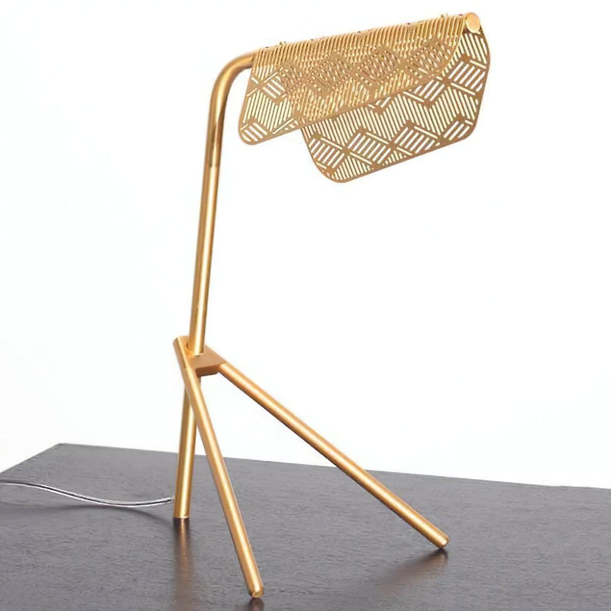 Lattice geometrisk bordslampa i guld