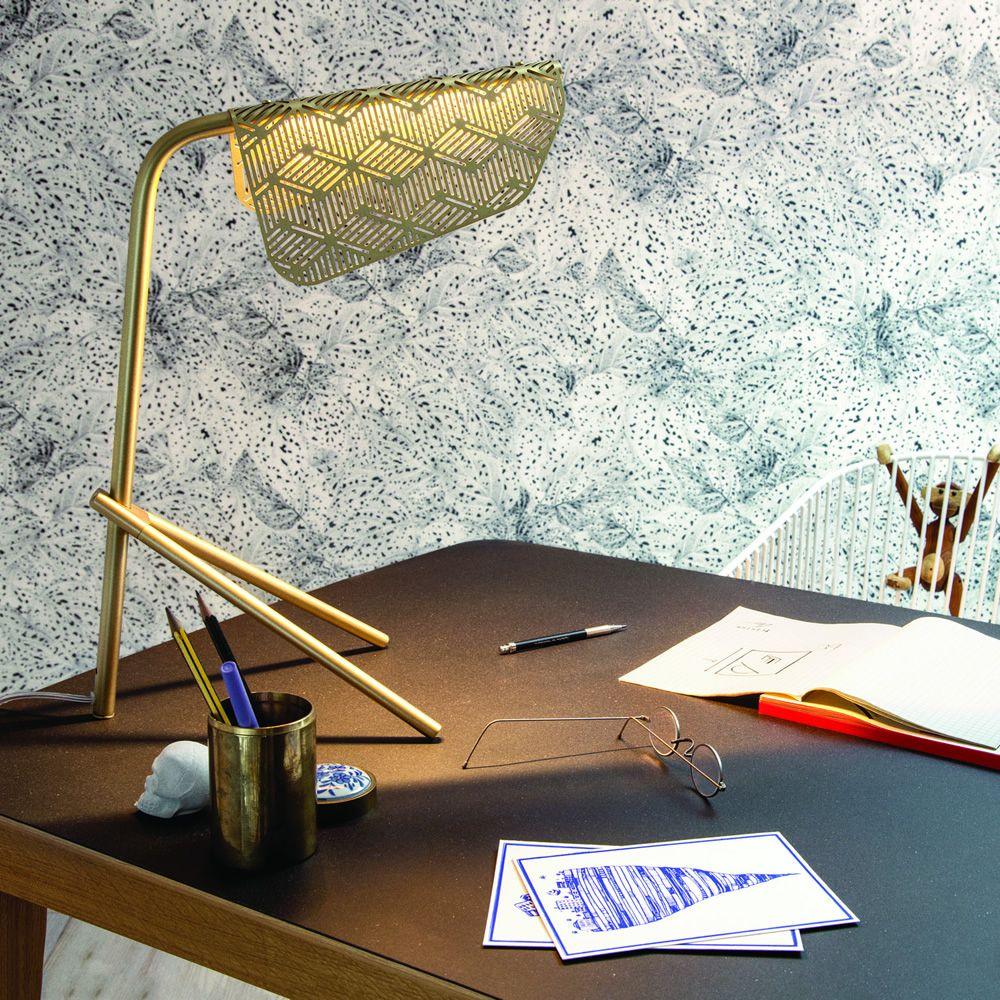 Lattice geometrisk bordslampa i guld