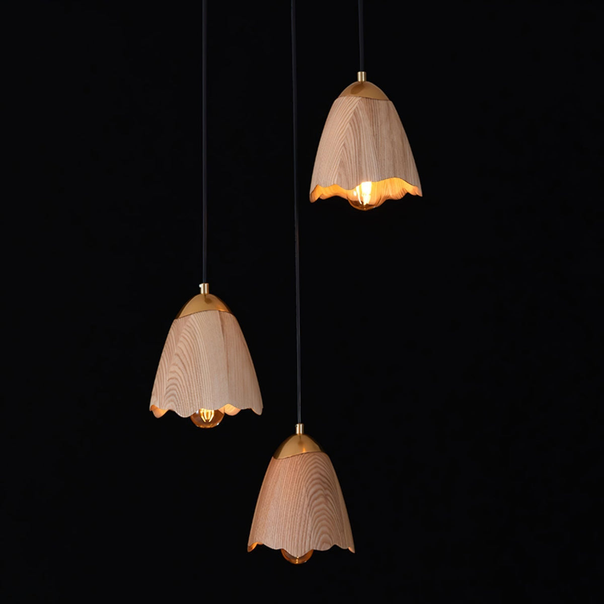 Candeeiro suspenso Sartin moderno minimalista em madeira, Bell
