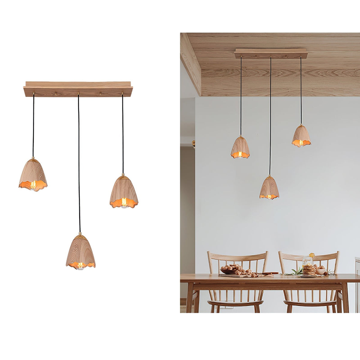 Candeeiro suspenso Sartin moderno minimalista em madeira, Bell