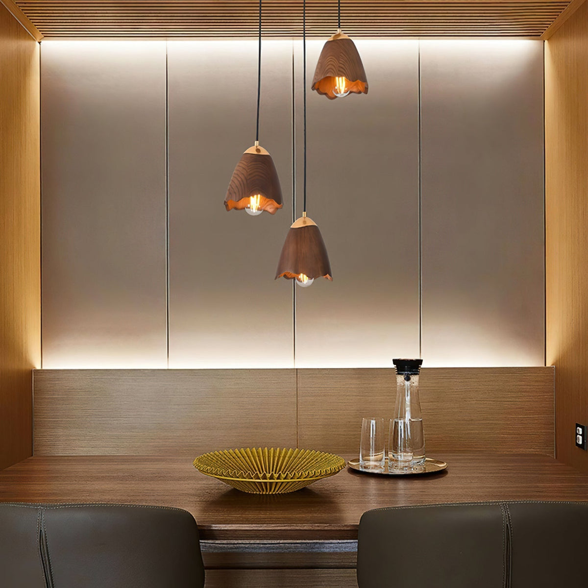 Candeeiro suspenso Sartin moderno minimalista em madeira, Bell