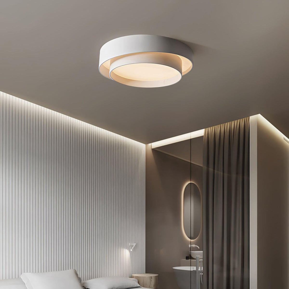 Orina Ceiling Lamp Double Ring Gray&Black&White Cylinder shape