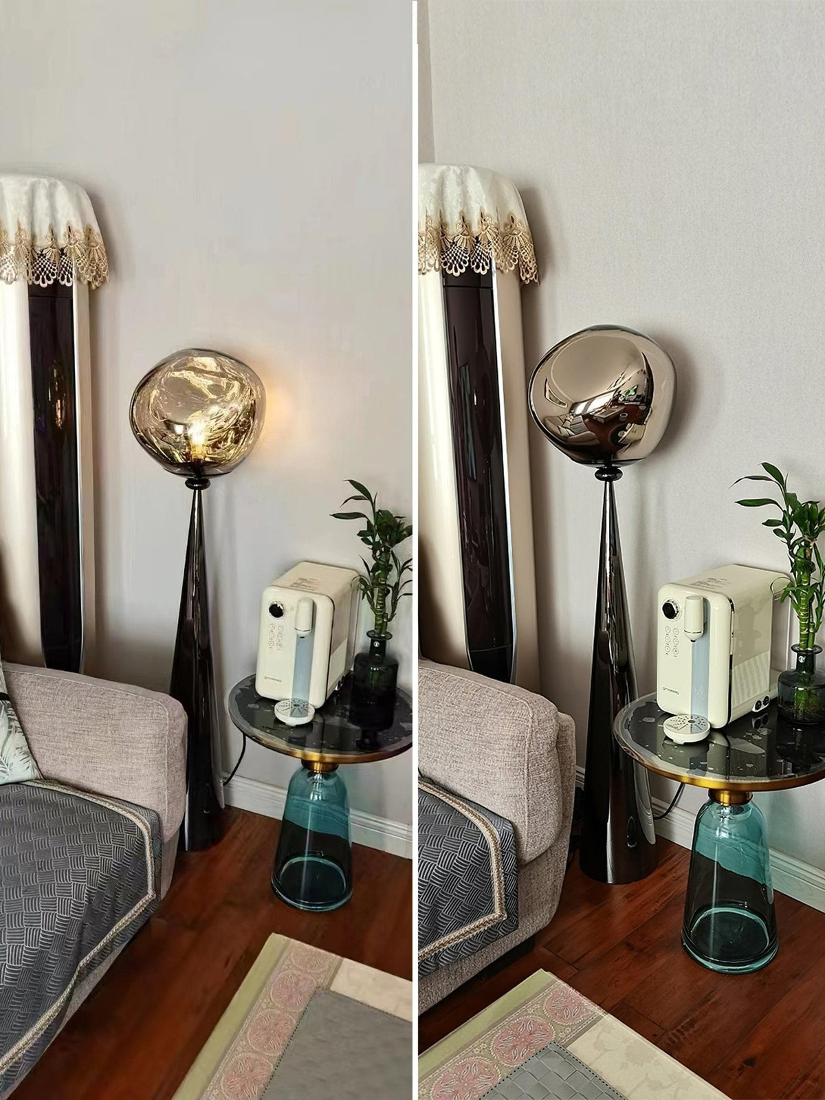 Candeeiro de pé cinzento contemporâneo