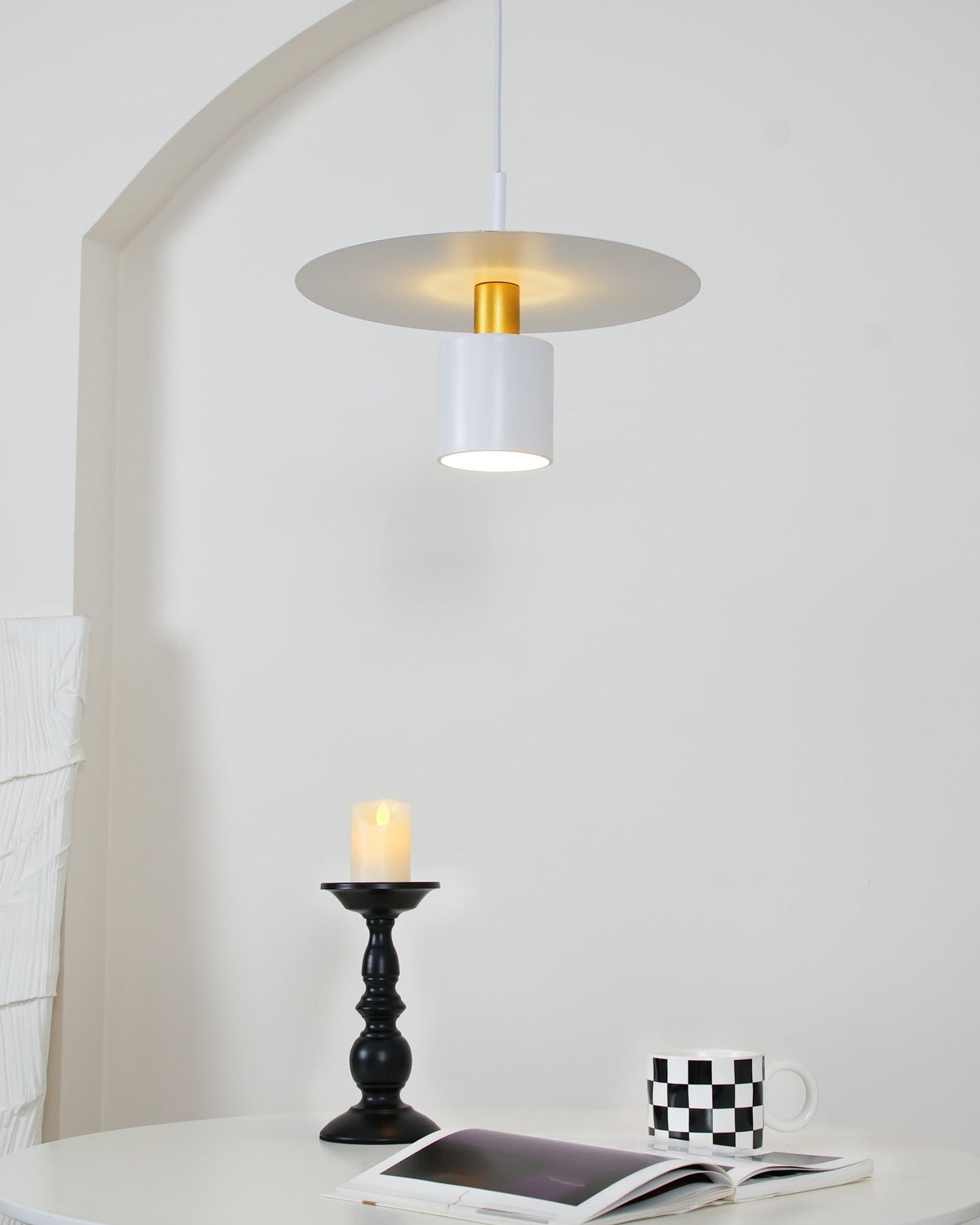 Candeeiro pendente Erixy, cilindro e disco, industrial
