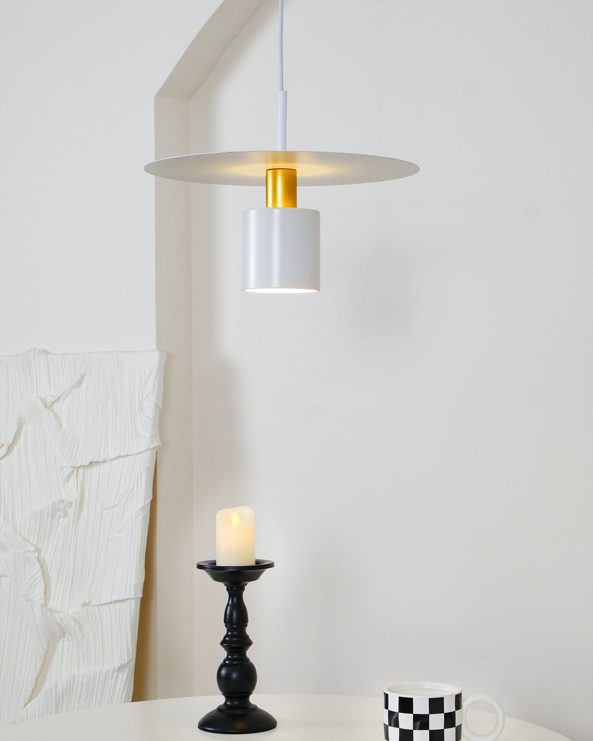 Candeeiro pendente Erixy, cilindro e disco, industrial