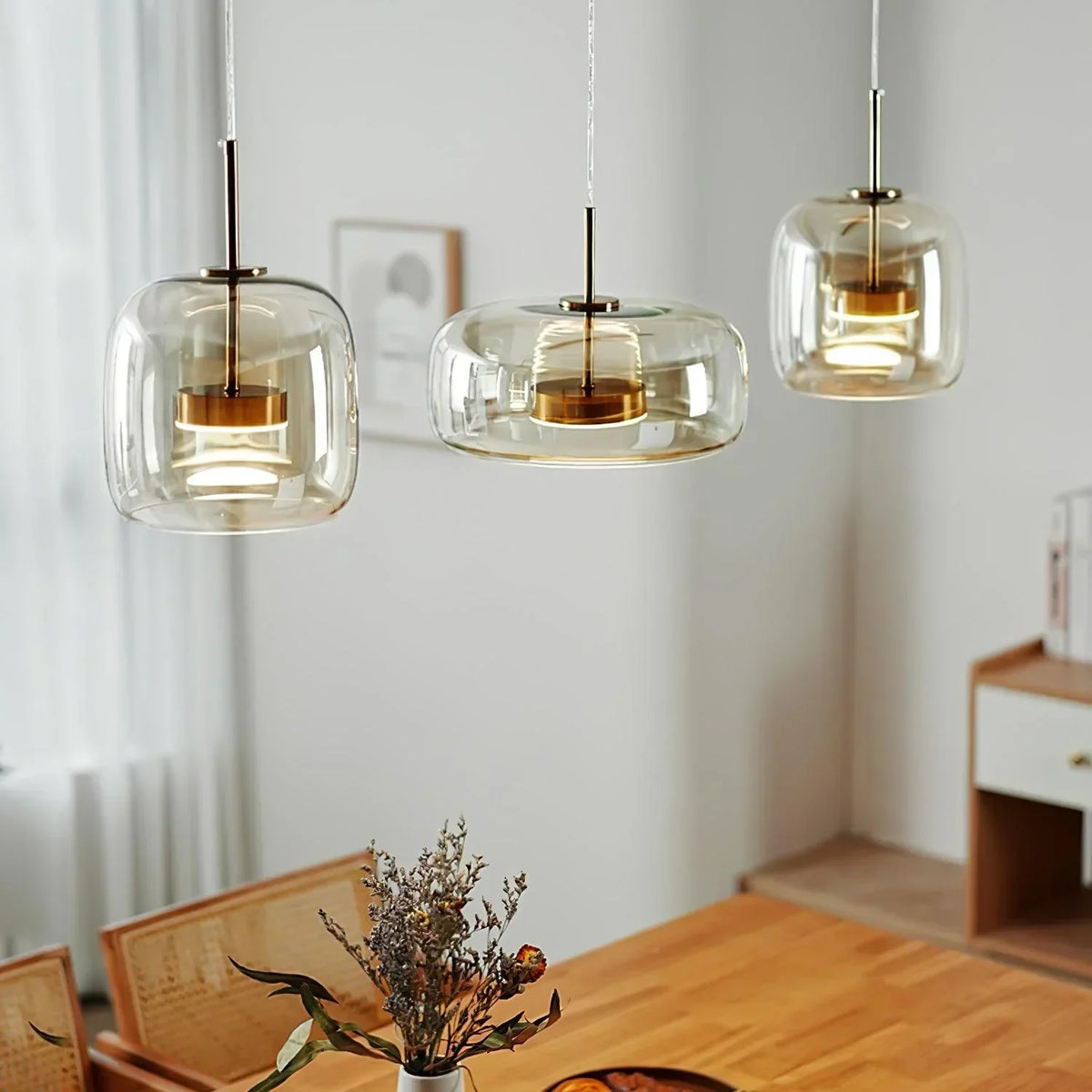 Lioren Pendant Light Morden Glass Clear/Smoky/Amber