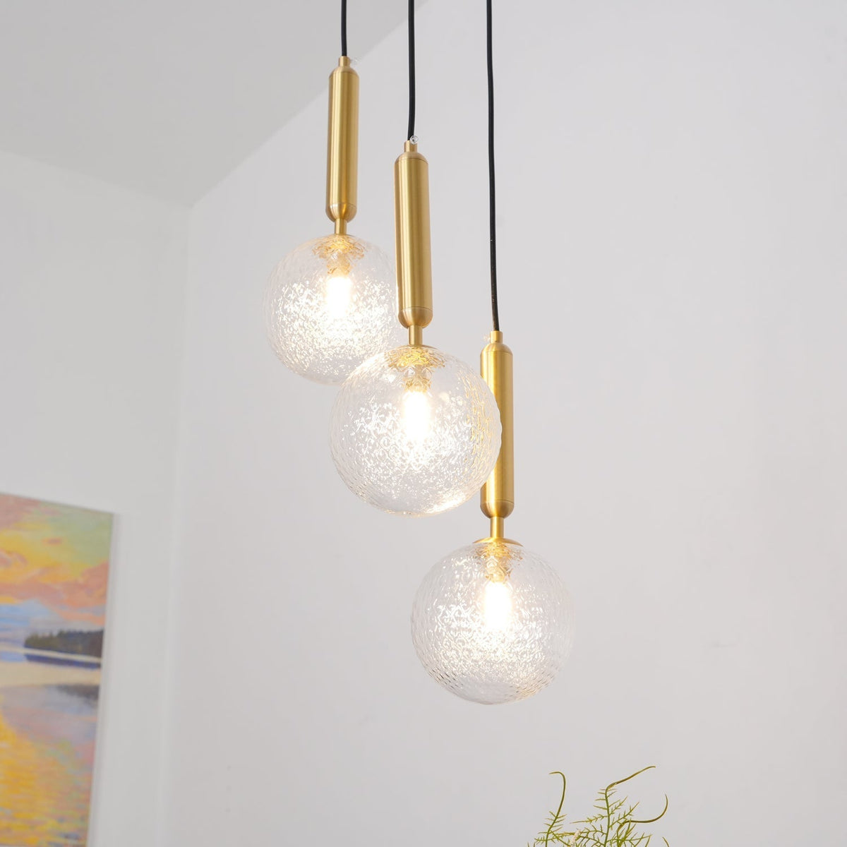 Candeeiro suspenso industrial Aurelion em latão