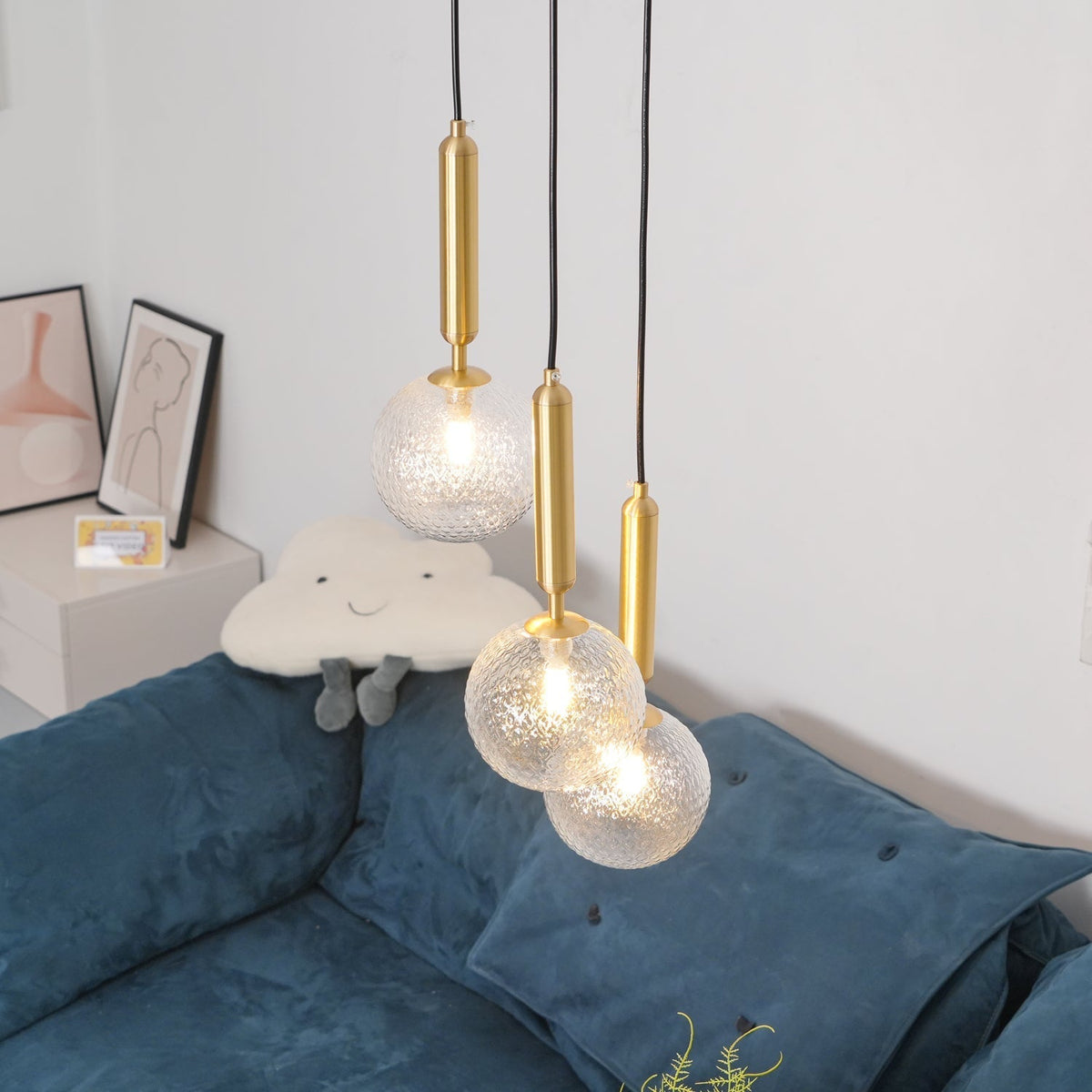 Candeeiro suspenso industrial Aurelion em latão