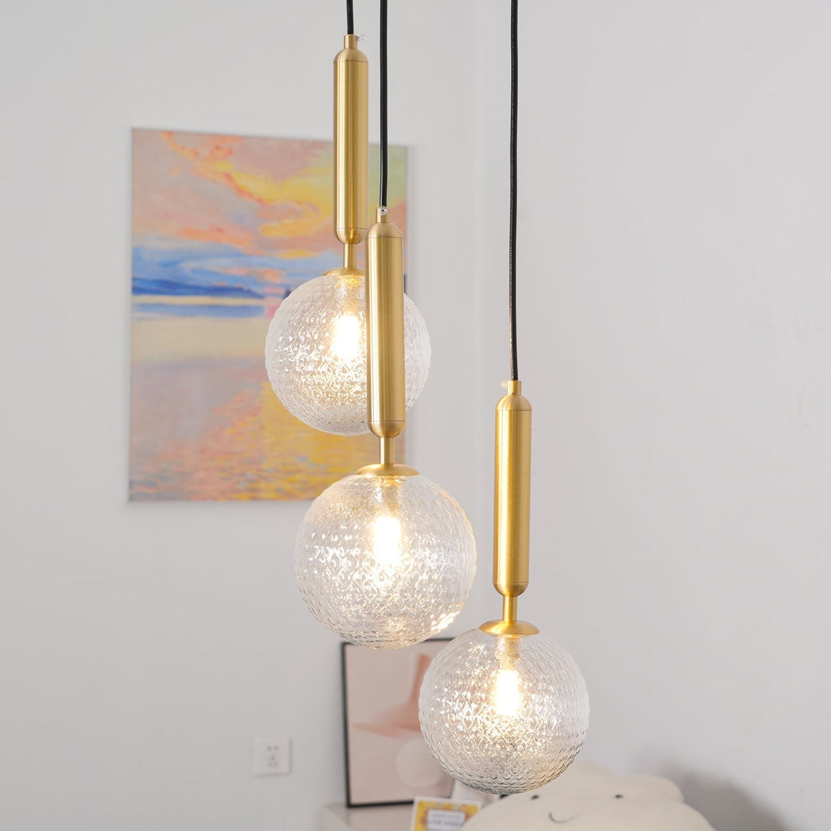 Candeeiro suspenso industrial Aurelion em latão
