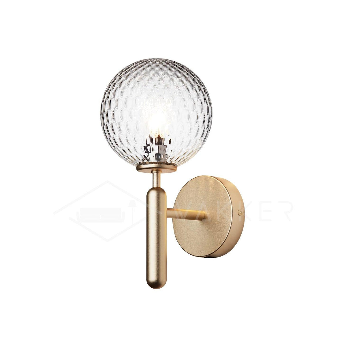 Kynlo vägglampa med stickpropp och glasklot, nordisk