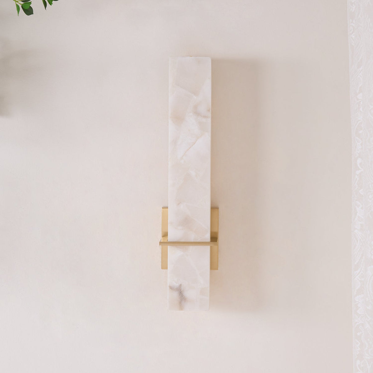 Eiriaya Wall Lamp White Alabaster Brass Modern Cuboid