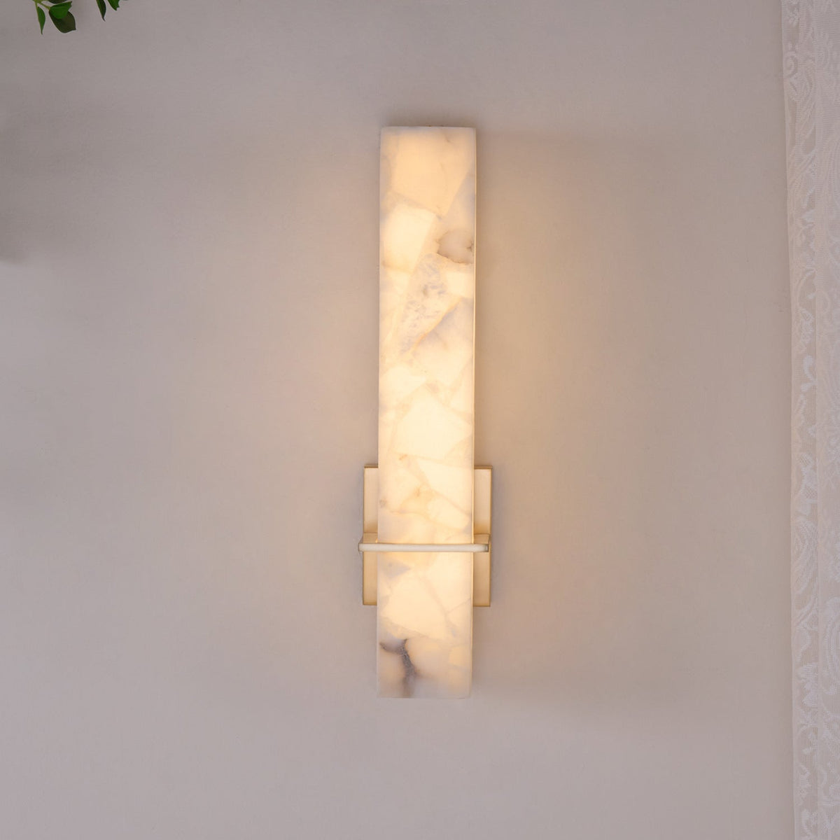 Eiriaya Wall Lamp White Alabaster Brass Modern Cuboid