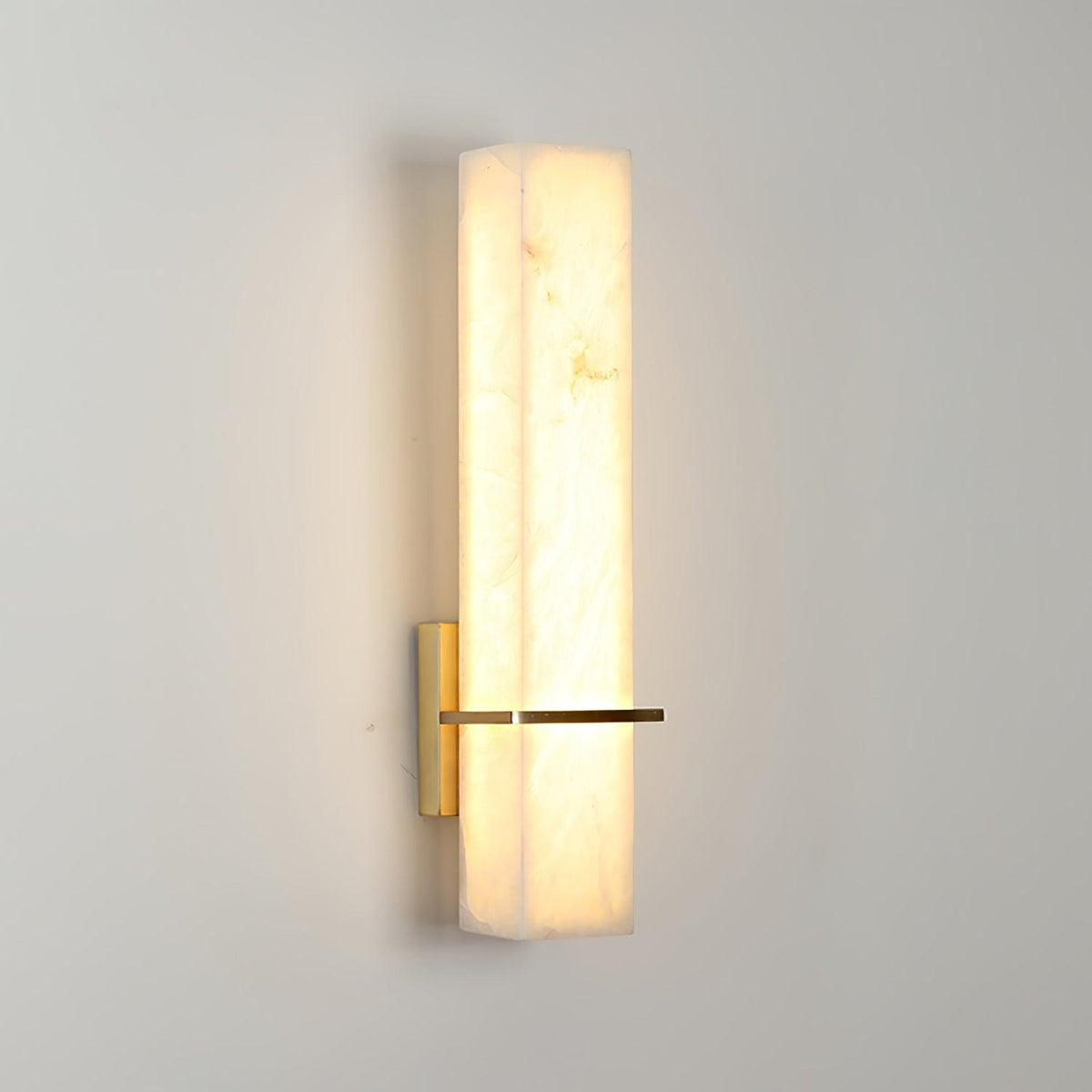 Eiriaya Wall Lamp White Alabaster Brass Modern Cuboid