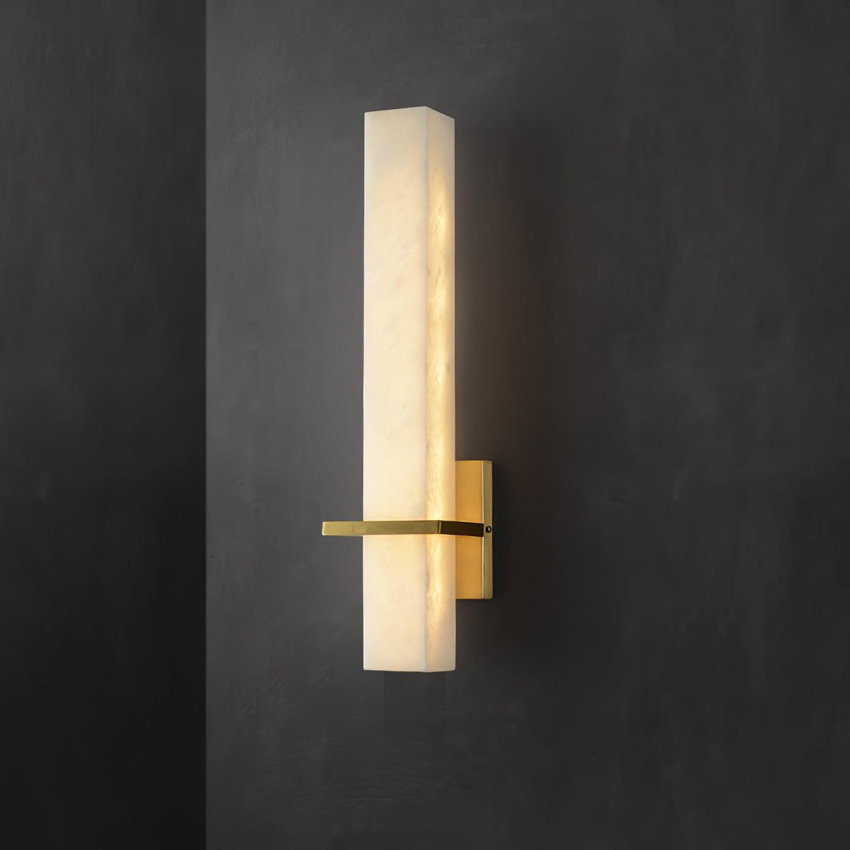 Eiriaya Wall Lamp White Alabaster Brass Modern Cuboid