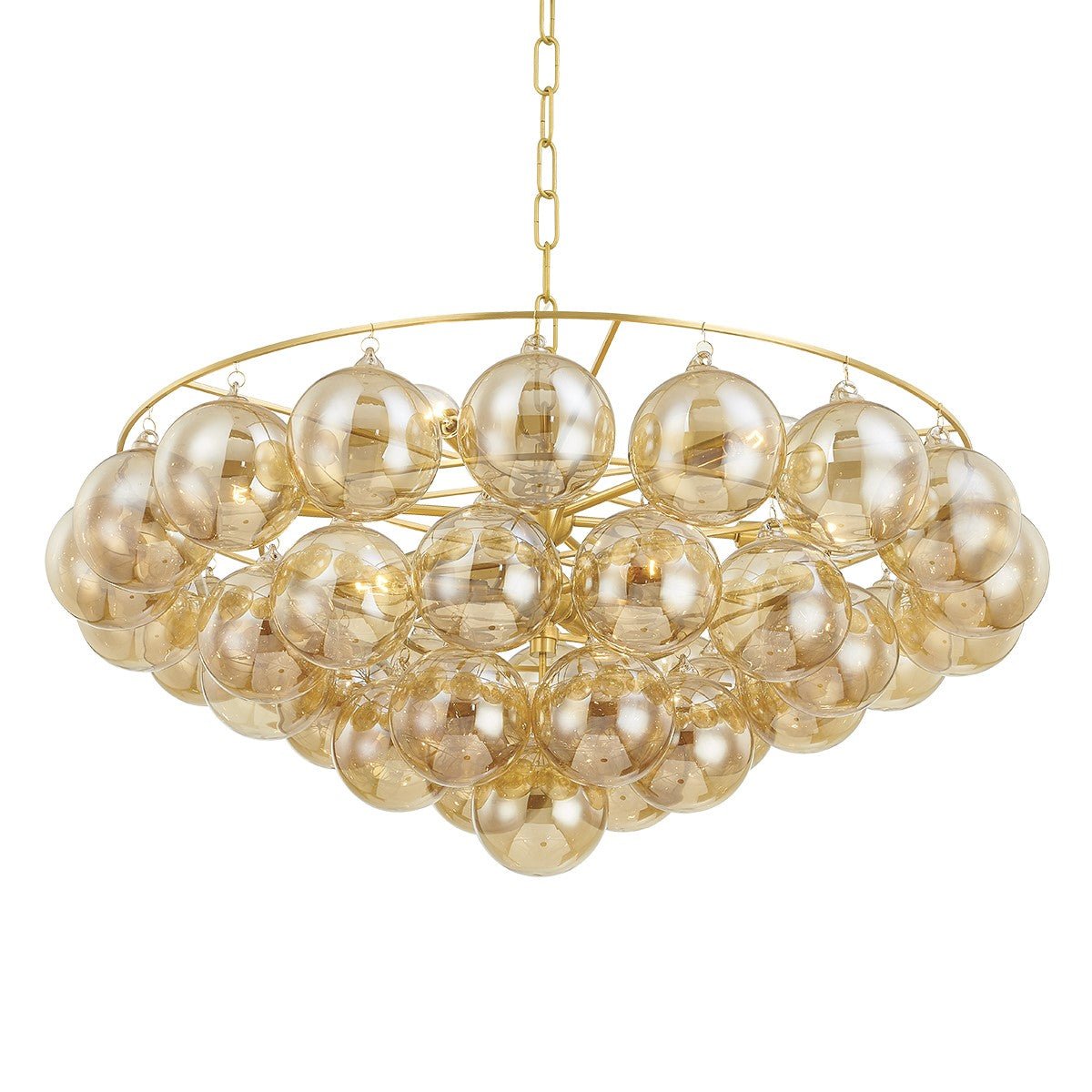 Candelabro Velineon, globo de vidro transparente, latão envelhecido, elegante