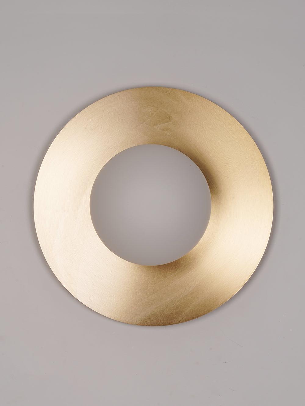 Elem modern minimalistisk rund vägglampa i konstglas och mässing