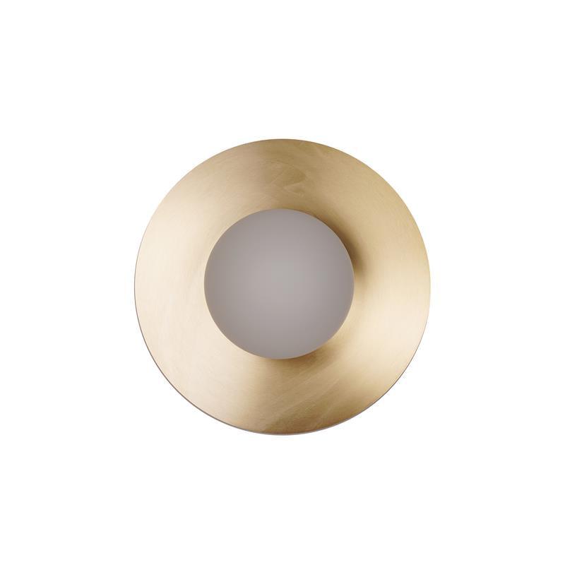 Elem modern minimalistisk rund vägglampa i konstglas och mässing