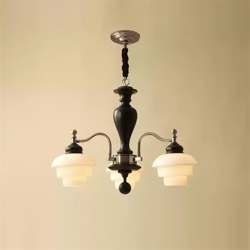 Elviora lysekrone, træ, glas, mid-century