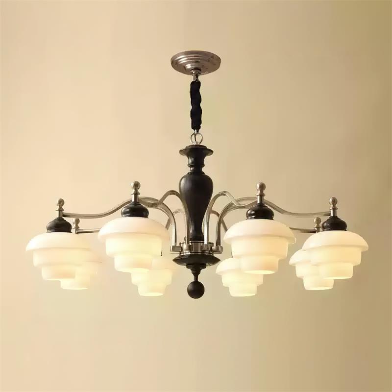 Elviora lysekrone, træ, glas, mid-century