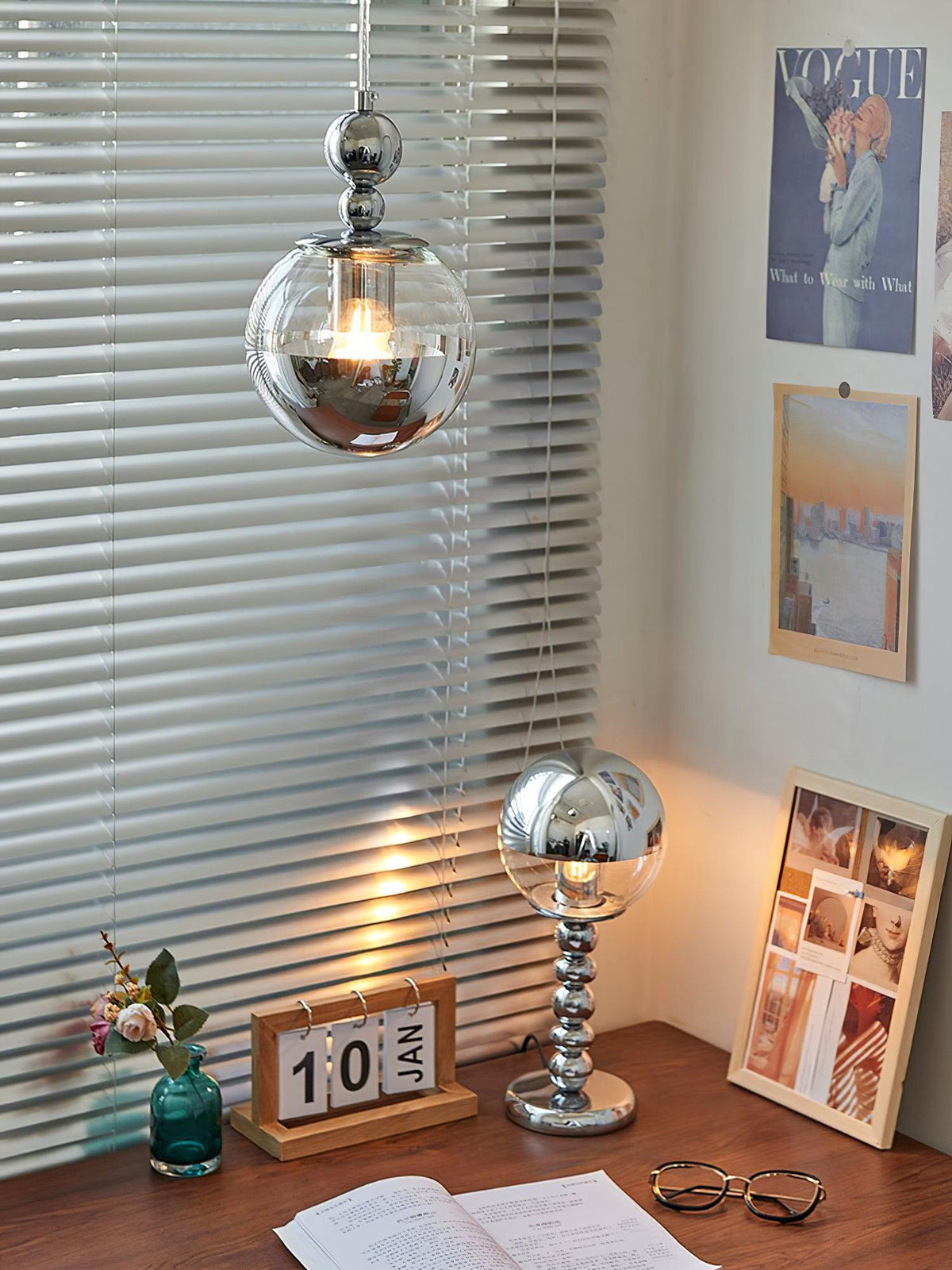 Zanorir modern minimalistisk konstnärlig pendellampa i spegelbollsglas
