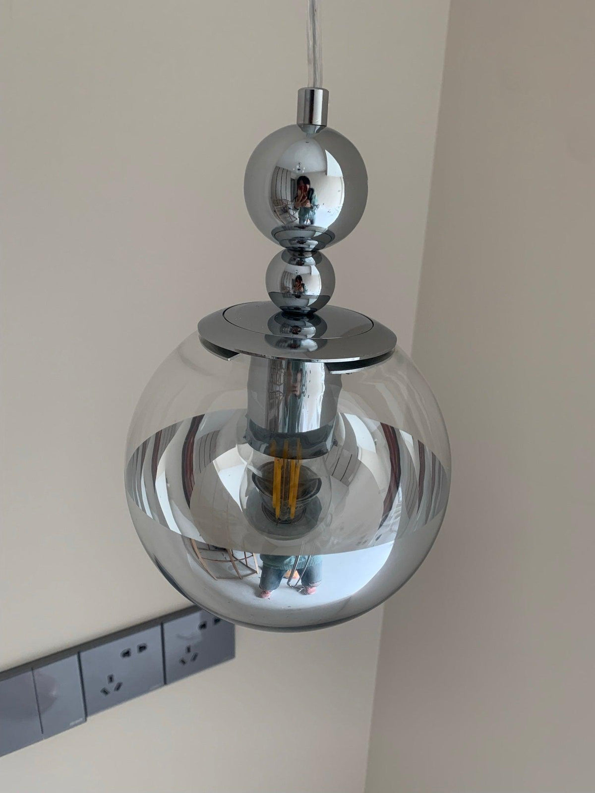Zanorir modern minimalistisk konstnärlig pendellampa i spegelbollsglas