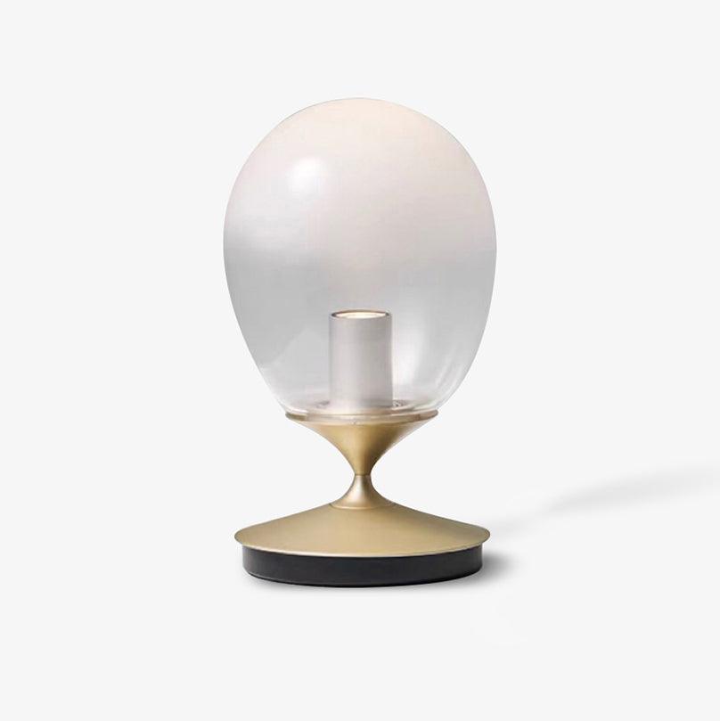 Unex kunstnerisk bordlampe i guld og glas