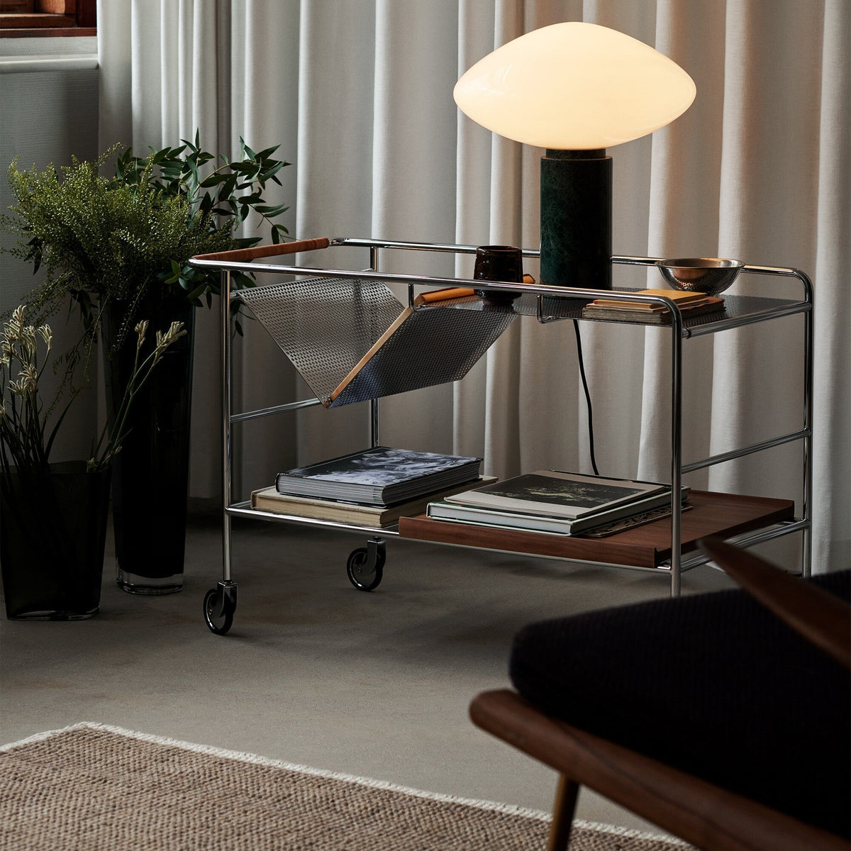 Lioralira Bordslampa med glasskärm och bas i grön marmor