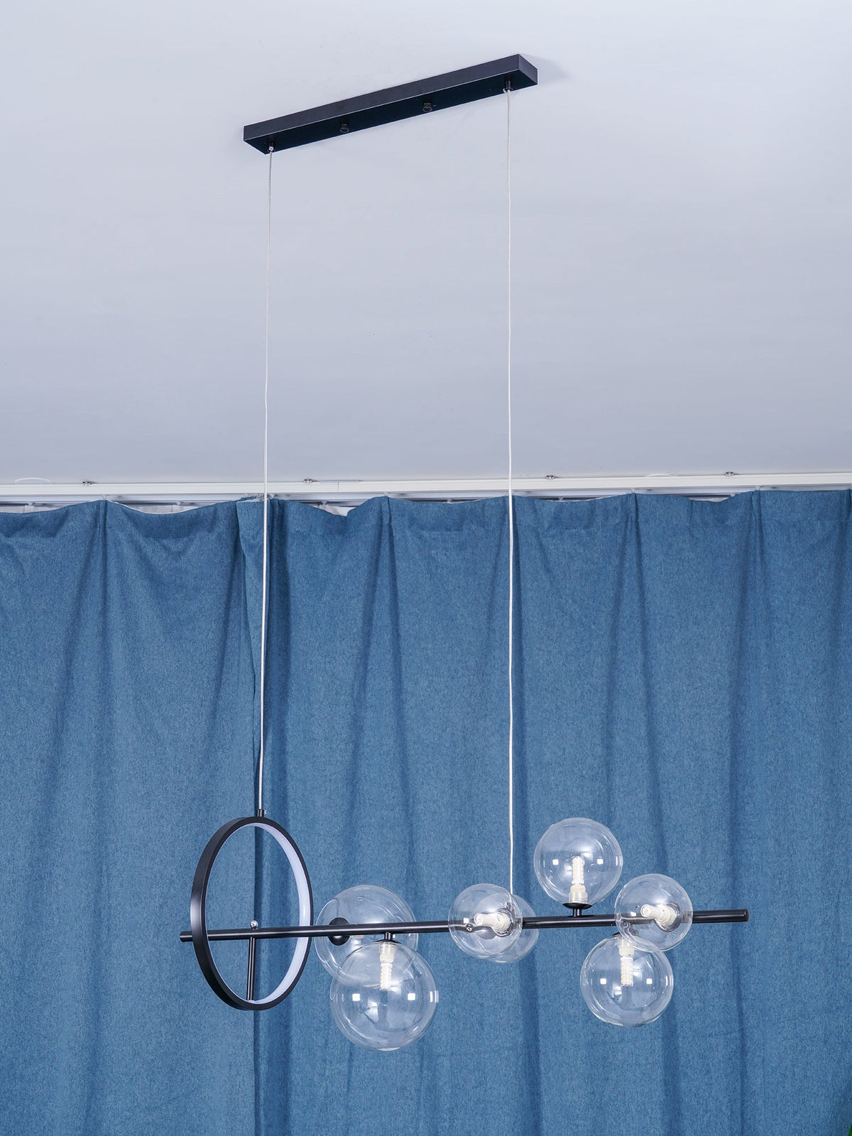 Edvane lysekrone i glas, bobler, nordisk sort LED